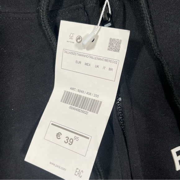 RARE Zara Crop Hoodie Black Size S - Picture 3 of 6